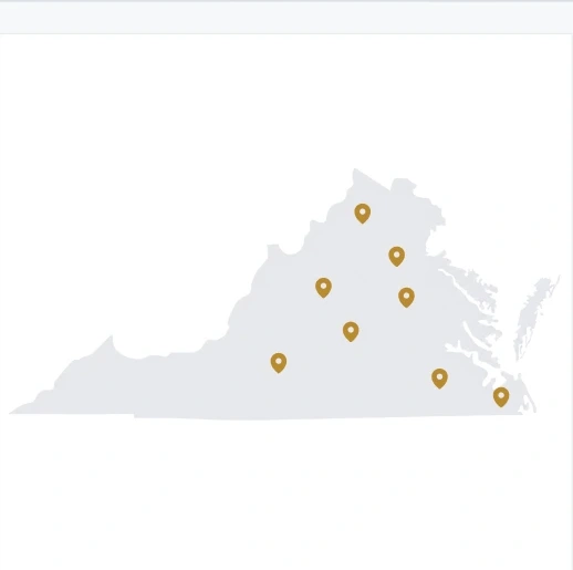 Map of Virginia showing VERPA service locations