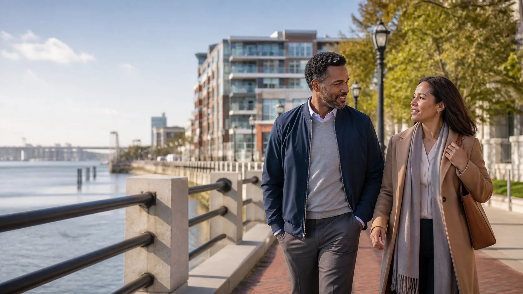 Estate Planning — midlife couple walking together by the waterfront